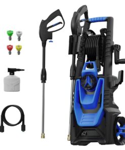 Zelonpro Electric Pressure Washer, 5000PSI 3.2GPM, Power Washer with Hose Reel, Foam Cannon, Car Wash Machine with 20FT Hose, 35FT Cord, High Pressure Washer for Deck, Driveway, Patio, Blue