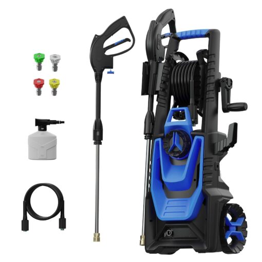 Zelonpro Electric Pressure Washer, 5000PSI 3.2GPM, Power Washer with Hose Reel, Foam Cannon, Car Wash Machine with 20FT Hose, 35FT Cord, High Pressure Washer for Deck, Driveway, Patio, Blue