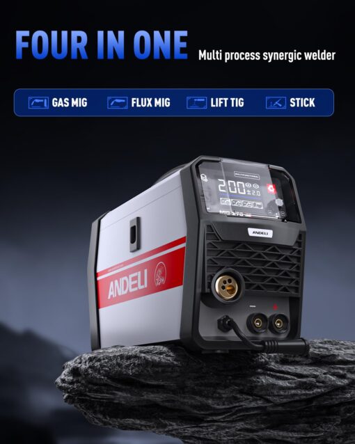 ANDELI MIG Welder, 200Apm 110V/220V Dual Voltage GAS MIG/FLUX MIG/Lift Tig/Stick 4-In-1 Multiprocess MIG Welder, Gas Gasless MIG Welding Machine MIG-270 LED - Image 5