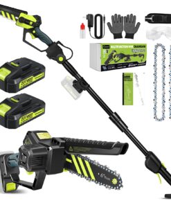 Saker Cordless Pole Saw and Mini Chainsaw,2-IN-1 Pole Chainsaw,Brushless Electric Pole Saw Battery Powered 6 Inch Chainsaw, 78.74 Inch Max Reach Tree Trimmer Pole Saw