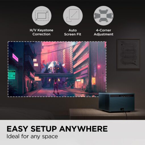 ViewSonic LX60HD 1080p LED Portable Projector with Built-in Google TV, H/V Keystone, Auto Focus, Bluetooth, and Wi-Fi for Smart Home Theater - Image 6