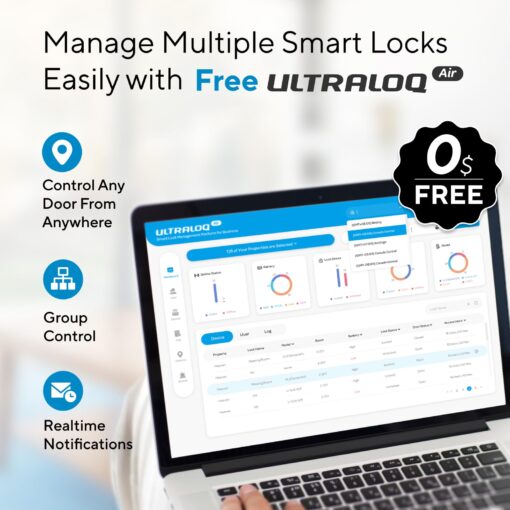 ULTRALOQ Bolt Fingerprint Smart Lock with Door Sensor, Built-in WiFi Smart Locks for Front Door, Biometric Smart WiFi Deadbolt, Auto Unlock, 10 Months Battery, IP65 Waterproof, BHMA Grade AAA - Image 3