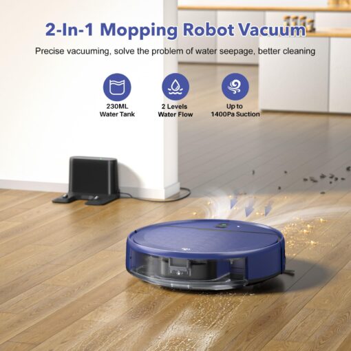 Robot Vacuum and Mop Combo, 2-in-1 Robot Vacuum Cleaner with Strong Suction, Compatible with APP/Home Integration, Schedule, Long battery life, Tangle-free, Ideal for Pet hair and Low Pile carpets - Image 7