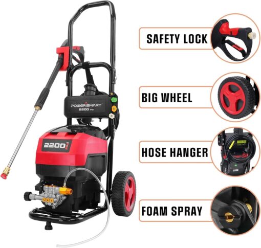 PowerSmart Electric Pressure Washer, 1.8GPM 4000PSI Max Power Washer with 35FT Power Cord & 27FT Hose, Soap Tank,Spray Gun - Image 2