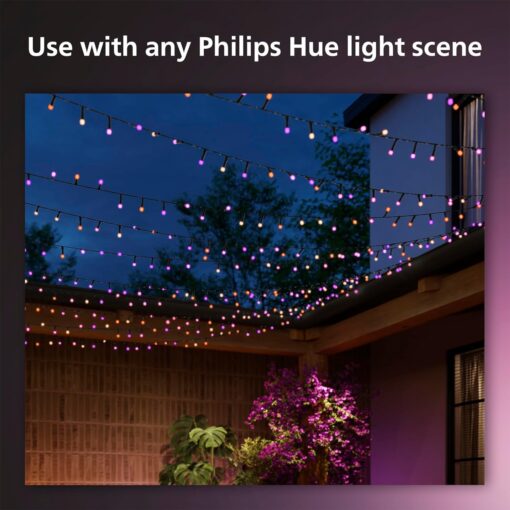 Philips Hue Indoor/Outdoor Holiday 130-Foot Festavia String Lights - 500 Mini Color Changing Smart LEDs - Weatherproof - Control with Hue App - Works with Alexa, Google Assistant and Apple HomeKit - Image 6