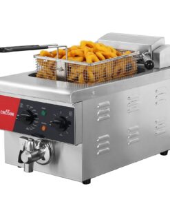 CROSSON 6L Electric Countertop Deep Fryer Extra Large with Drain,Timer,Basket and Lid for Restaurant Use 120V,1800W Commercial Deep Fryers