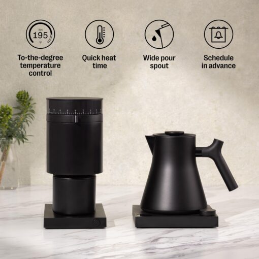 Fellow Corvo EKG Pro Electric Tea Kettle - Quick Heating, Precise Temperature Control Electric Kettle, Scheduling, Built-in Brew Timer for Boiling Water - Matte White with Maple Handle - 0.9 Liter - Image 4