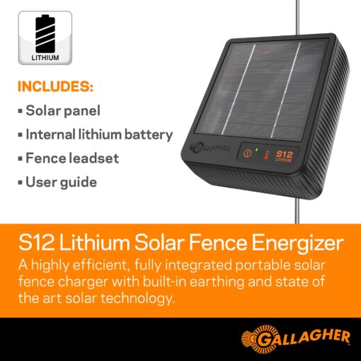 Gallagher S12 Solar Electric Fence Charger | Powers Up to 4 Miles / 18 Acres of Fence | Solar Lithium Technology, 0.12 Stored Joule Energizer | Built-in Earthing | Portable and Super Tough - Image 6
