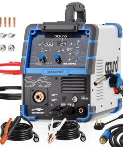 AZZUNO MIG Welder 110V/220V, 200A 8 in 1 Welder Machine Flux Core MIG/Gas MIG/MAG/Aluminum MIG/Spot MIG/Lift TIG/Stick Welding/Spool Gun Compatible, Multiprocess Welding Machine