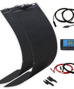 XINPUGUANG Flexible Solar Panel 200W 12V /24V System kit,100W Monocrystalline Module,20A Charge Controller,Extension Cable, Charge for Boat, RV, Cabin, Camper,12v Battery(200W Solar Panel kit)