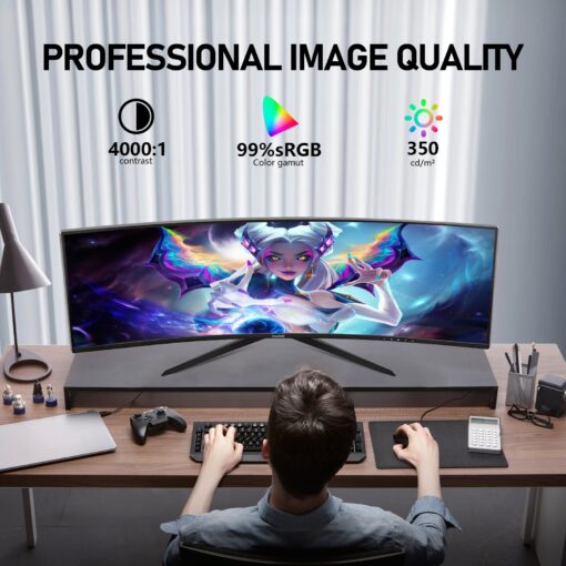 Gawfolk 34 Inch Ultrawide Curved 144Hz Gaming Computer Monitor 1500R PC Screen 21:9 UWQHD (3440x1440),Adaptive Sync,178° Viewing Angle,HDMI、Display Port,Compatible with Wall mounting - Black - Image 3