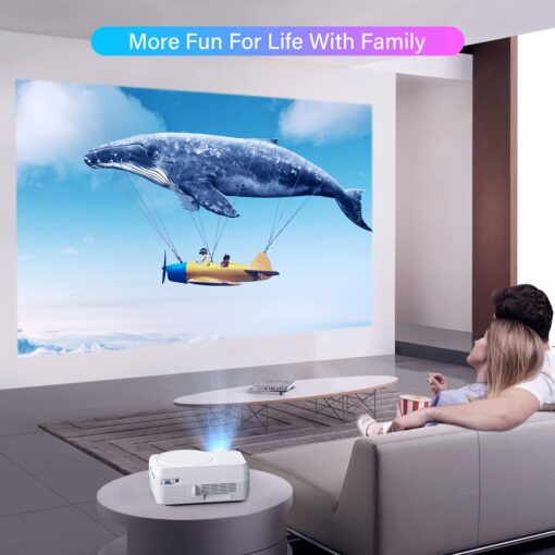 Full HD WiFi Bluetooth Projector Built in DVD Player, 12000LM 1080P Supported, Portable Mini DVD Projector for Outdoor Movies, 250" Home Theater, Compatible with iOS/Android/TV Stick/PS4/HDMI/USB/TF - Image 2