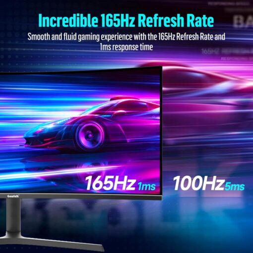 Gawfolk 34 Inch Ultrawide Curved Gaming Monitor, 1500R PC Screen 165hz UWQHD 3440x1440, Curved Computer Screen with FreeSync,Multi-Directional Adjustable Base - Image 5