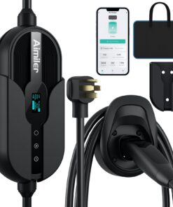 AIMILER Level 2 Electric Car(EV) Charger(WiFi APP) for Tesla Model X/Y/3/S/Cybertruck, 240V, 32 Amp, NEMA 14-50 Plug, 25ft ETL Listed Tesla Mobile Wall Charger, Portable/Home NACS Connector Stations