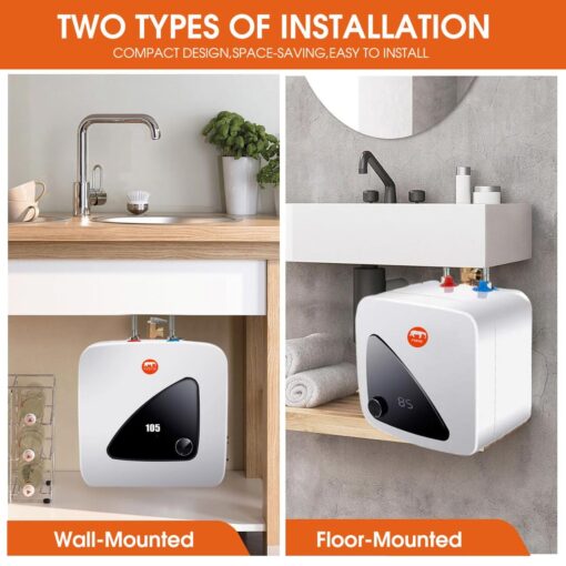 FVSTR 8L 2.16 Gallon Smart Electric Water Heater, 220V/1500W, 2.16Gallon for Small Spaces, Under Sink, Counters, RVs, Trailers (2.16 Gallon) (8L) - Image 6