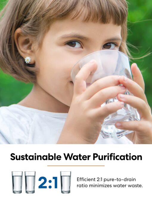 Brio G20-U Reverse Osmosis Water Filtration System, Smart Display Faucet, 700 GPD, 2:1 Pure to Waste, TDS Reduction, Composite & RO Filters, Brown - Image 4