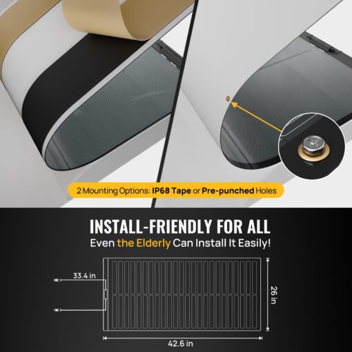 BougeRV Yuma 100W Compact CIGS Thin-Film Flexible Solar Panel, The Most Flexible Solar Panel with Tape for Easy Installation (Compact Version) - Image 5