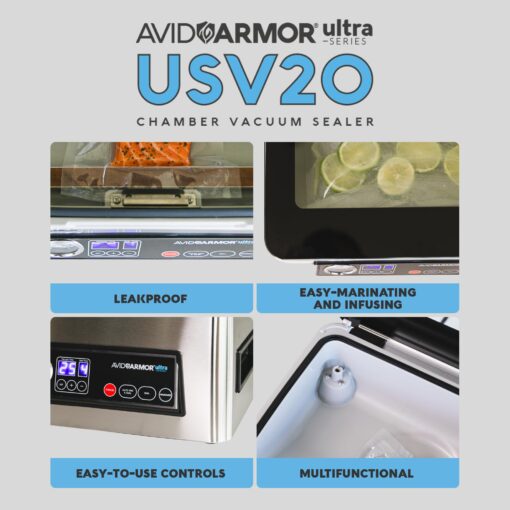 Avid Armor Chamber Vacuum Sealer Machine USV20 Ultra Series for Wet Foods, Meat Vacuum Packing Machine, Compact with 11.5-Inch Vaccum Sealer Bar - Image 7