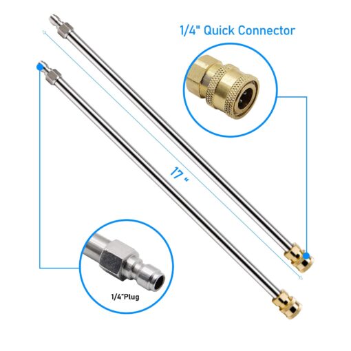 Twinkle Star 20" Pressure Washer Surface Cleaner with 4 Wheels, Stainless Steel Housing & 1/4" Quick Connector, Power Washer Attachment with 2 Extension Wand, 2 Replacement Nozzles, 4000 PSI - Image 3