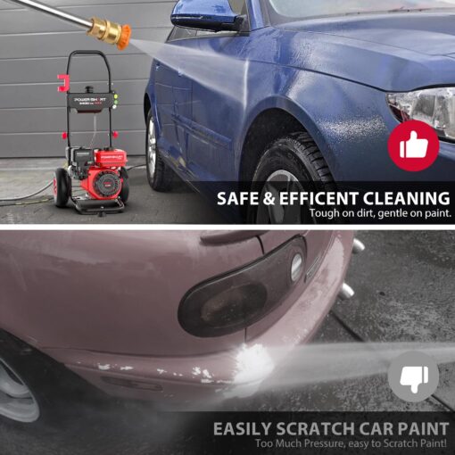PowerSmart Gas Pressure Washer 3400 PSI, 2.5 GPM,3L Soap Tank, Metal Spray Wand, 5 Nozzles for House, Driveways - Image 2