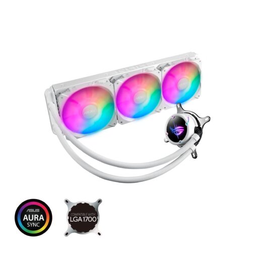 ASUS ROG Strix LC II 360 ARGB White Edition All-in-one AIO Liquid CPU Cooler 360mm Radiator, Intel LGA1700, 115x/2066 and AMD AM4/TR4 Support, Triple 120mm 4-pin PWM Addressable RGB Radiator Fans - Image 7