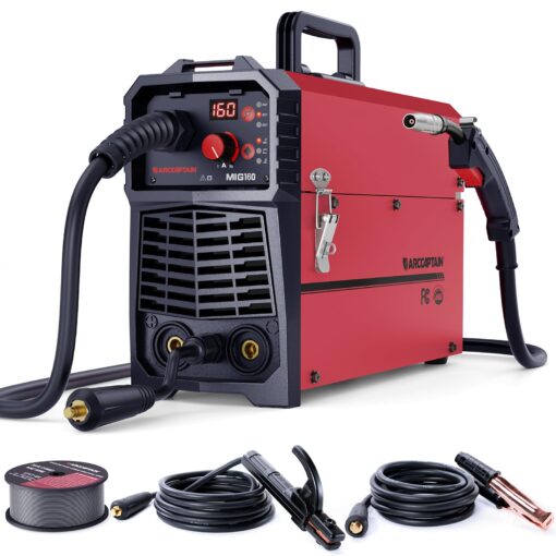 ARCCAPTAIN 160A MIG Welder 110V 220V 4 in 1 Welding Machine Gas MIG, Gasless MIG Flux Core Welder, Lift TIG, MMA Stick Welder, Welder Machine with Synergy for Beginner IGBT Inverter Portable Welder