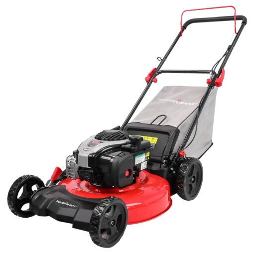 PowerSmart Gas Lawn Mower 21-Inch with 140cc Briggs and Stratton E550 Engine, High Wheels, 3-in-1 with Bagging