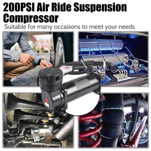 CNRAQR 2PCS 200PSI Heavy Duty Air Train Horn/Air Ride Suspension Compressor 12V 3/8 NPT Black for Car Horns - Image 5