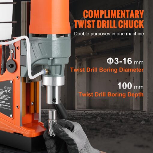 VEVOR Mag Drill Press, 1300W 1.57" Boring Diameter, 2922lbf Power Portable Magnetic Drill, 810 PRM, 11Pcs Drill Bits Electric Drilling Machine for Metal Surface, Industrial and Home Improvement - Image 9