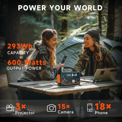 Bailibatt Portable Power Station 600W,293Wh Portable Generator for Home Use, Quiet Generator for Camping Travel Emergency CPAP Survival Backup Outdoor Apartment,100W PD & 110V Pure Sine Wave AC Outlet - Image 8