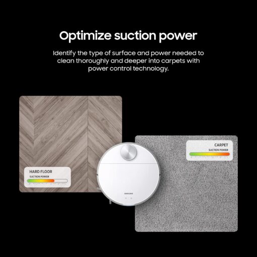 SAMSUNG Jet Bot Robot Cordless Vacuum Cleaner w/ Intelligent Power Control, Precise Navigation, Multi Surface Cleaning for Hardwood Floors, Carpets, Rugs, Anti Hair, VR30T80313W/AA, White - Image 5