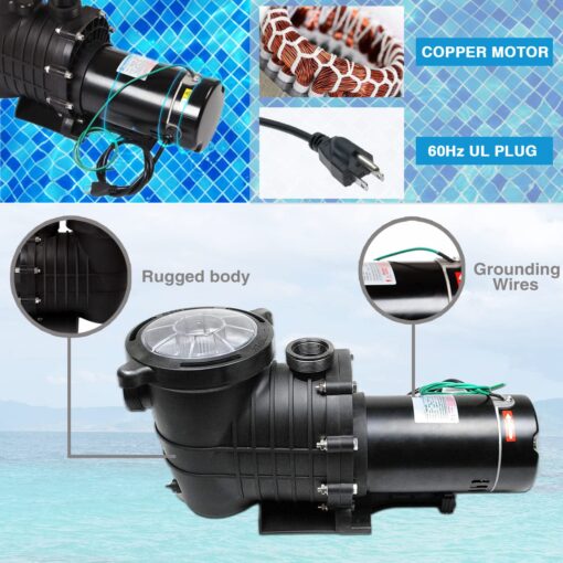 TRUPOW 2.0HP 110GPM Swimming Pool Pump 110V Garden InGround and Above Ground Pool Water Pump with Strainer Filter Basket - Image 5
