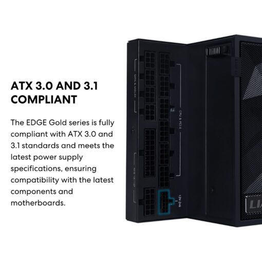 Lian Li Edge Serie - 1200W Full Modular Power Supply (Fan USB Hub Included) - Gold - ATX 3.1 - PCIE 5.1 Support - 12V-2x6 Connector - L-Shape Design for Dual Chamber Case - White (EG1200G.WH) - Image 5