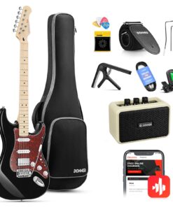 Donner, DST-152B 39" Electric Guitar Kit HSS Pickup Coil Split with Amp, Bag, Accessories, Black Solid Body Guitarra Electrica