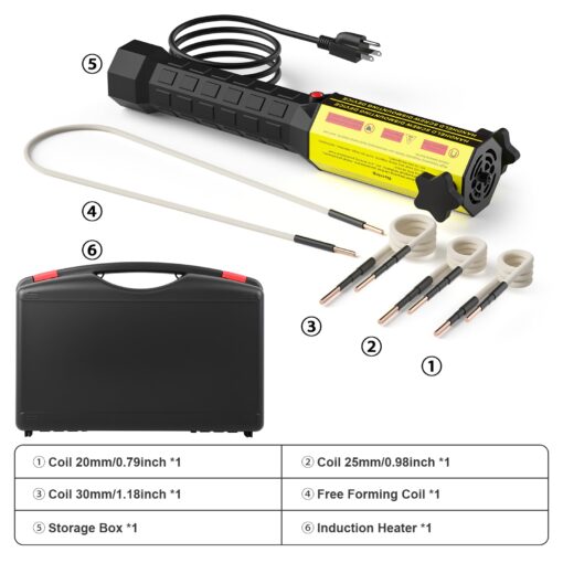 Magnetic Induction Heater Kit, 1000W 110V Hand Held Heater for Rusty Screw Removing, Automotive Flameless Heater with 4 Coils and Portable Storage Box - Image 2