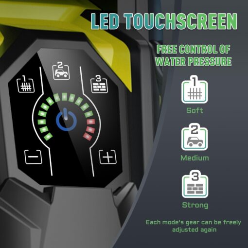 Electric Pressure Washer 5000PSI-Max 3.6GPM Power Washer Touch Screen Adjustable Pressure,4 Nozzles and 500ml Foam Cannon Power Washer Cleaning for Patio Yellow - Image 6