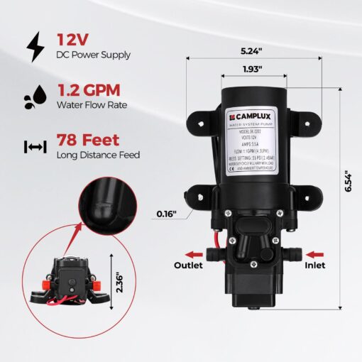 CAMPLUX 1.58 GPM Portable Tankless Water Heater with Water Pump Kit, Propane Water Heater Outdoor with 1.2 GPM Pump, 41,000 BTU, BD158P43 - Image 7