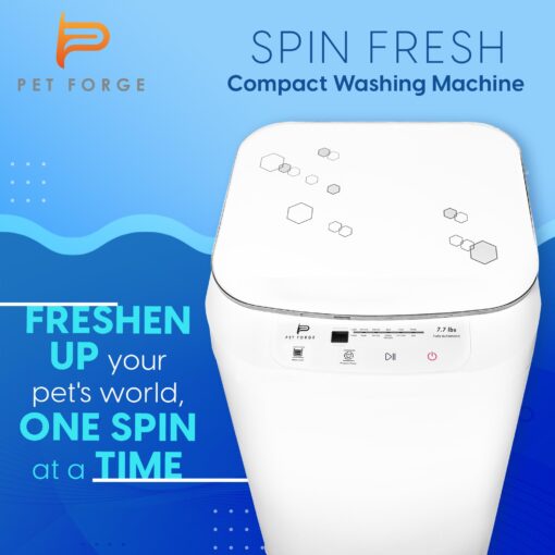 ​​Pet Forge Spin Fresh Compact Washing Machine for Pet Items - Fully Automatic Portable Washer with 8 Pounds Capacity Top Load Spin Mini Washer for Pet Hygiene - Image 8