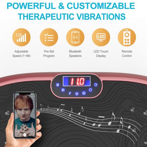 AXV Vibration Plate Exercise Machine Whole Body Workout Music Vibrate Fitness Platform Lymphatic Drainage Machine for Weight Loss Shaping Toning Wellness Home Gyms Workout - Image 4