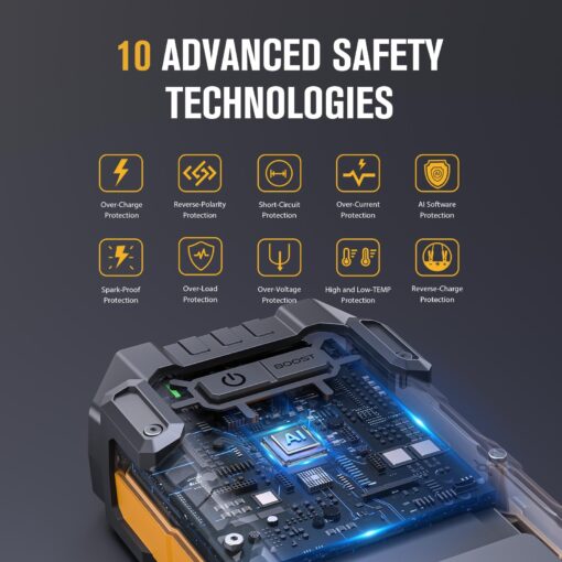 VTOMAN V10 Max 5500A Jump Starter with 100W USB-C Fast Charger Car Battery Jumper Starter Portable for All Gas or 12L Diesel Engines,12V Jump Strart Booster Pack, Jump Box Comes with 100W Car Charger - Image 4