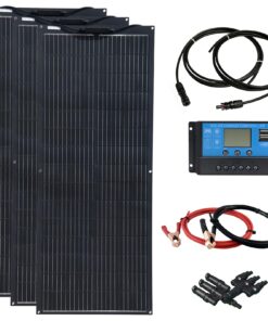 XINPUGUANG Flexible Solar Panel 300W 12V /24V System kit,100W Monocrystalline Module,30A Charge Controller,Extension Cable, Charge for Boat, RV, Cabin, Camper,12v Battery (300W Solar Panel kit)