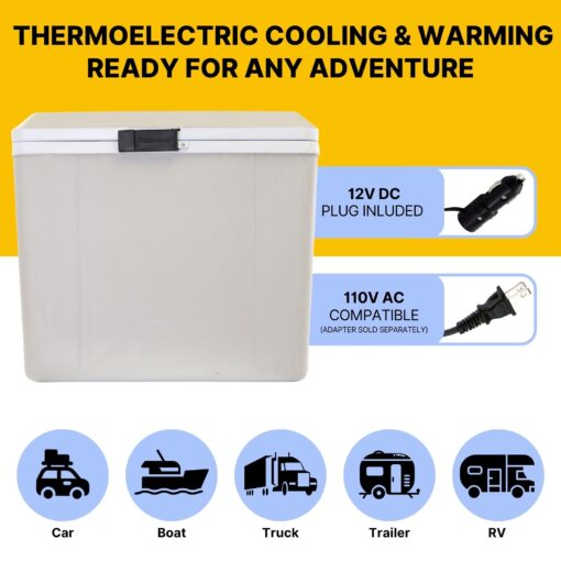 Koolatron Portable Cooler - Electric Lunch Cooler For Car, Camping, Travel, 12 V Insulated Hard Sided Refrigerator For Vehicle, Boat, Truck, Warming & Cooling, Cools Drinks,Food For Road Trip, 29 qt - Image 4