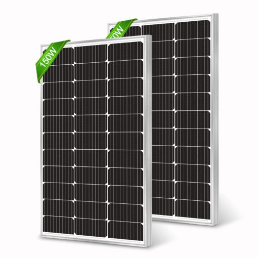 WERCHTAY 300 Watt Solar Panels, 12V 150 Watt 2 Pack, Monocrystalline Cell High-Efficiency PV Module, Solar Panels for Homes Camping RV Battery Boat Caravan and Other Off-Grid System (300W)