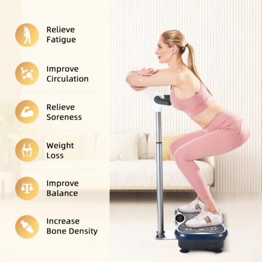 EILISON FIRMHOLD Handle Vibration Plate Exercise Machine for Lymphatic Drainage- Full Body Workout Vibration Platform for Weight Loss, 350lbs Vibration Plate for Beginners & Recovery (Handle Blue) - Image 9