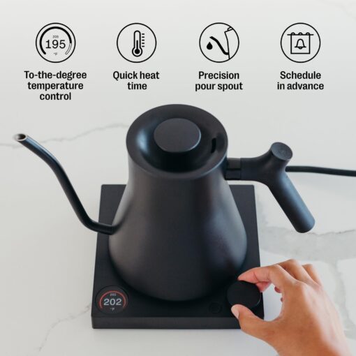 Fellow Stagg EKG Pro Electric Gooseneck Kettle - Pour-Over Coffee and Tea, Quick Heating, Precise Temperature Control, Scheduling, Built-in Brew Timer, Matte Black, 0.9 Liter - Image 4