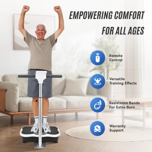 EILISON FIRMHOLD Handle Vibration Plate Exercise Machine for Lymphatic Drainage- Full Body Workout Vibration Platform for Weight Loss, 350lbs Vibration Plate for Beginners & Recovery (Handle Silver) - Image 7
