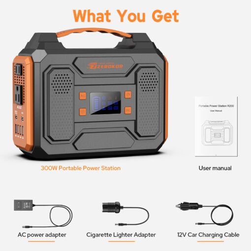 Portable Power Station 300W Solar Generator 280Wh (without Solar Panel), 110V Portable Power Bank with AC Outlet Pure Sine Wave, DC, USB QC3.0, External Lithium Battery Pack for Camping RV Outdoor Use - Image 3