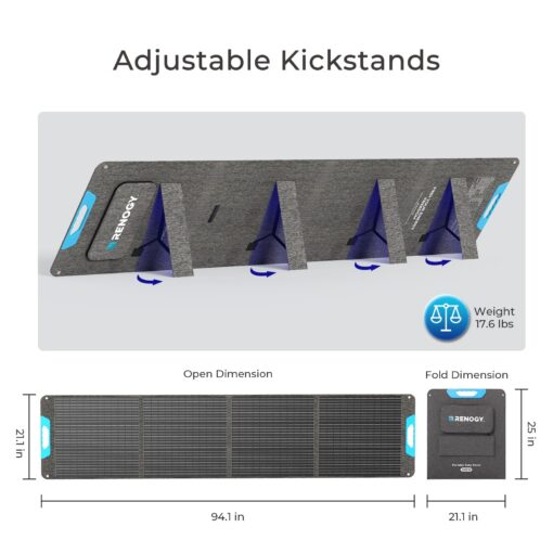 Renogy 200W Portable Solar Panel, IP65 Waterproof Foldable Solar Panel Power Backup, Solar Charger for Power Station RV Camping Off Grid - Image 2