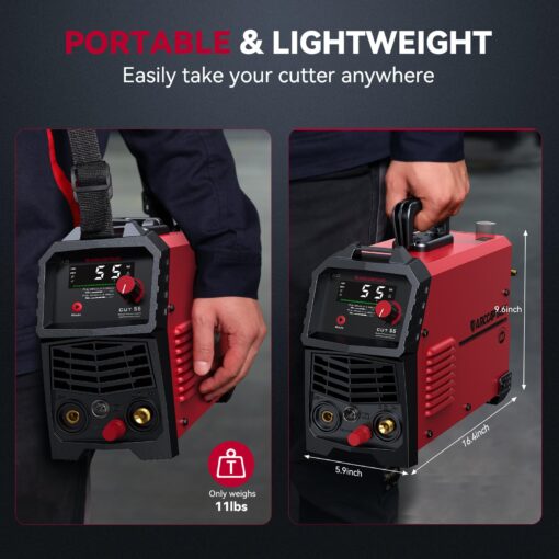 ARCCAPTAIN 55A Plasma Cutter, Large LED Display, Non-Touch Pilot ARC Plasma Cutting Machine, 110/220V Dual Voltage IGBT Inverter, 1/2" Clean Cut, Post Flow, 2T/4T, for Beginners DIY - Image 4