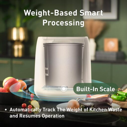 Vego Kitchen Composter, 4L Electric Composter Countertop 5 Modes Weight-Based Smart Compost Bin with App Odorless Auto-Cleaning Food Waste Compost Machine Indoor, White - Image 2